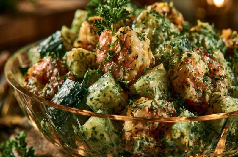 Cremiger Garnelen-Gurken-Salat