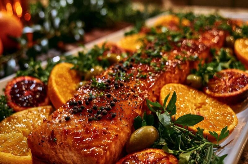 Glasierter Zitrus-Lachs vom Blech