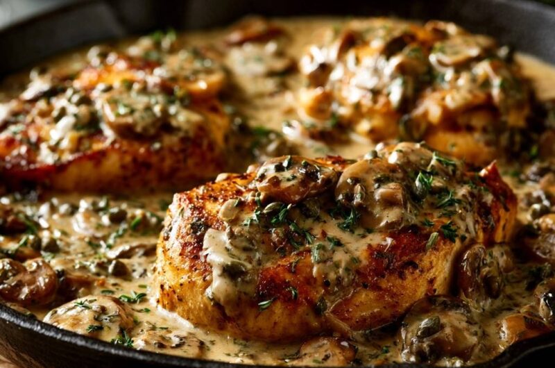 Hähnchenbrust in Pilz-Rahm-Sauce