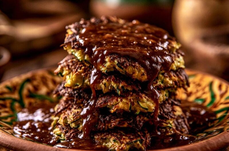 Knusprige Zucchini-Puffer mit pikanter Glasur