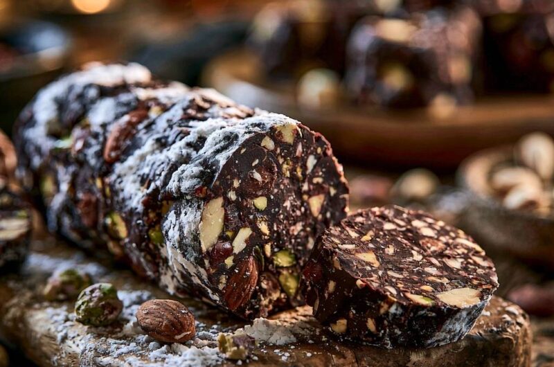Schokoladen-Nuss-Salami