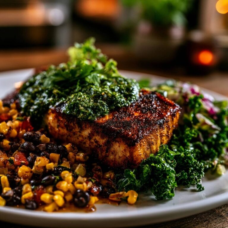 Würziges Fischfilet mit Chimichurri & Mais-Bohnen-Salat
