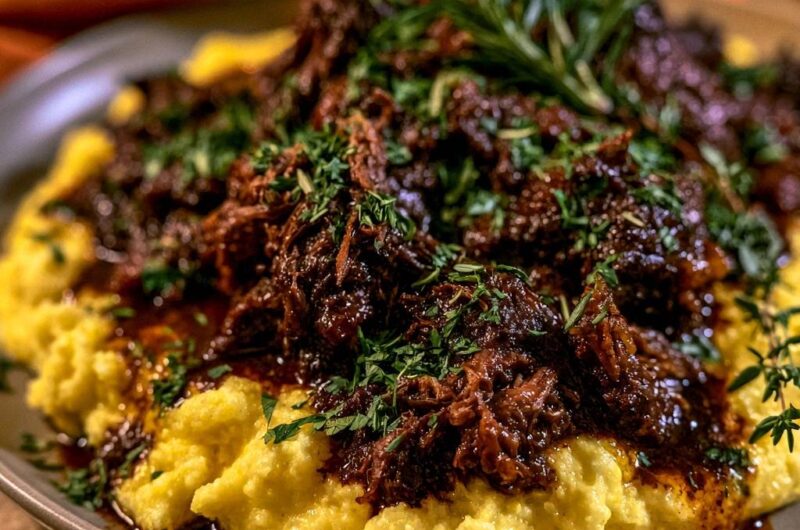 Zartes Schmorrind auf cremiger Polenta