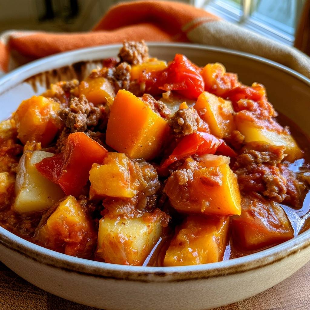 Bauerntopf mit Kürbis und Rinderhack