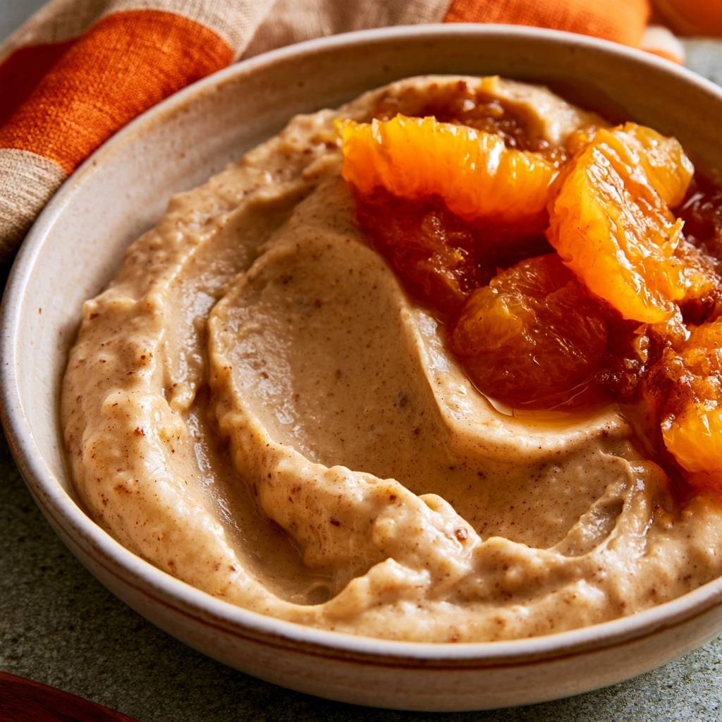 Cremiger Lebkuchenpudding mit Mandarinenkompott