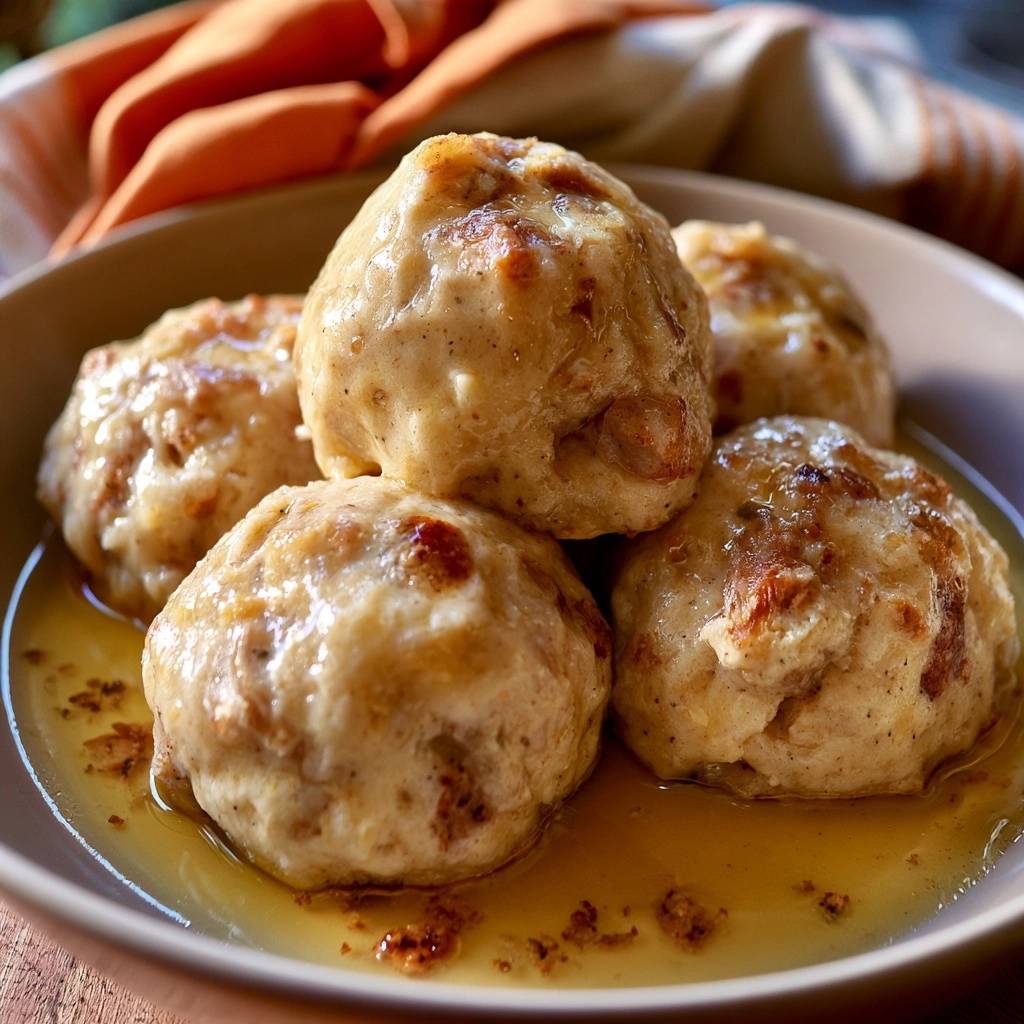 Fluffige Kürbis-Semmelknödel mit brauner Butter