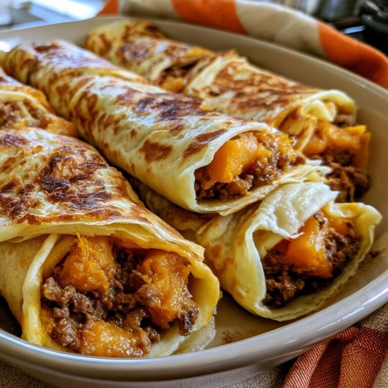 Gefüllte Pfannkuchen mit Kürbis und Rinderhack