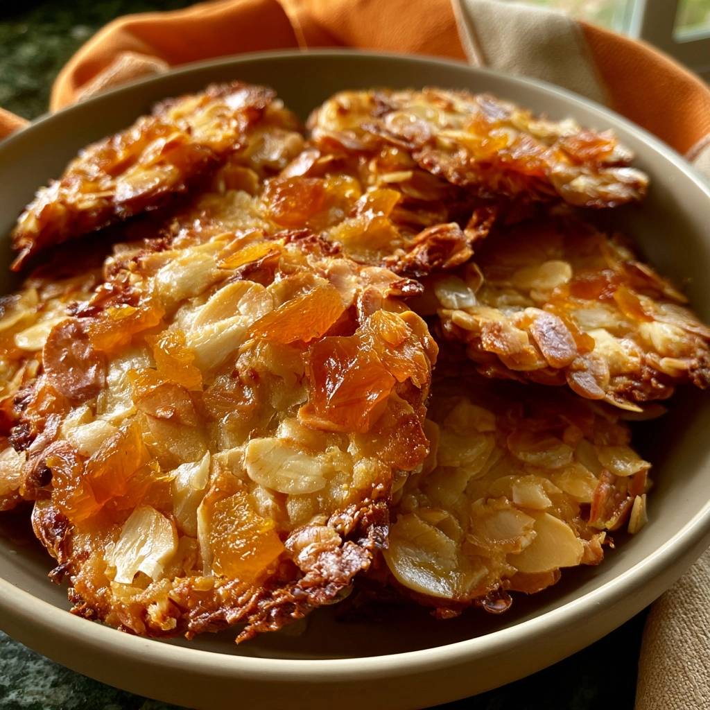 Goldbraune Kürbis-Florentiner mit Mandeln und Orangeat