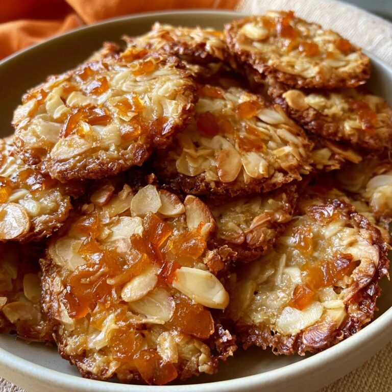 Goldbraune Kürbis-Florentiner mit Mandeln und Orangeat