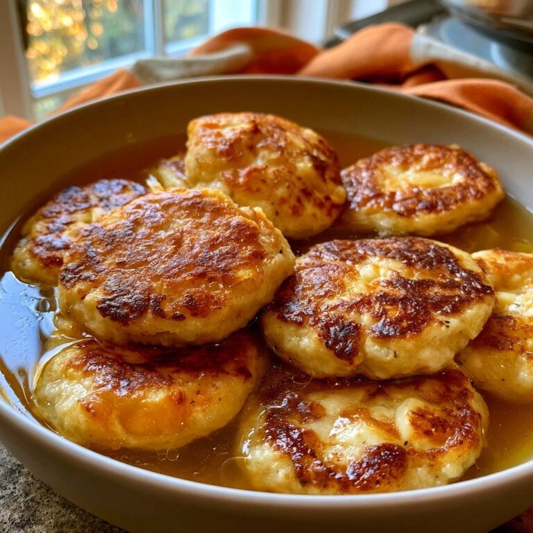 Goldbraune Kürbis-Kaspressknödel in Gemüsebrühe