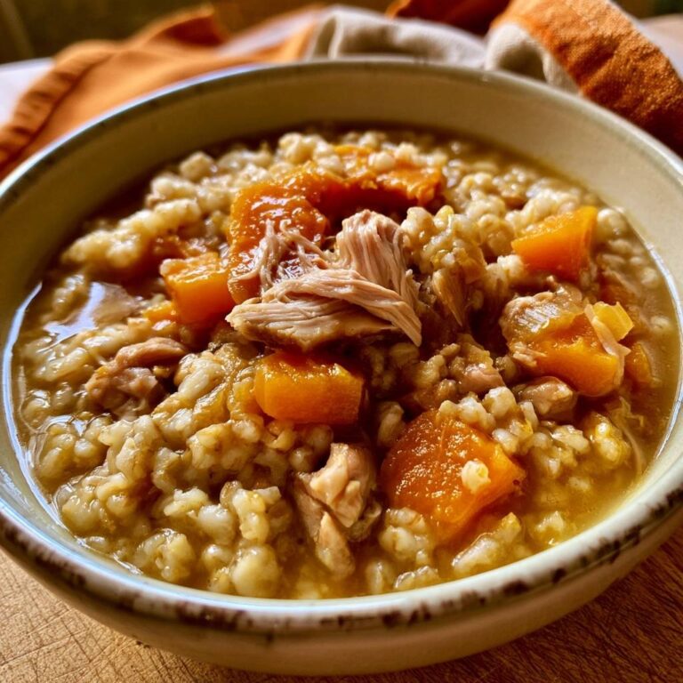 Graupeneintopf mit Kürbis und Hähnchen