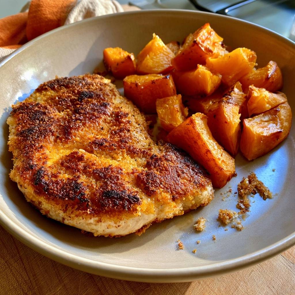Hähnchenschnitzel mit Kürbisgemüse