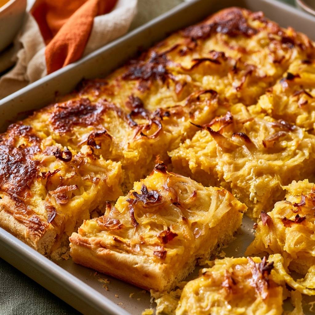 Herzhafter Kürbis-Zwiebelkuchen vom Blech