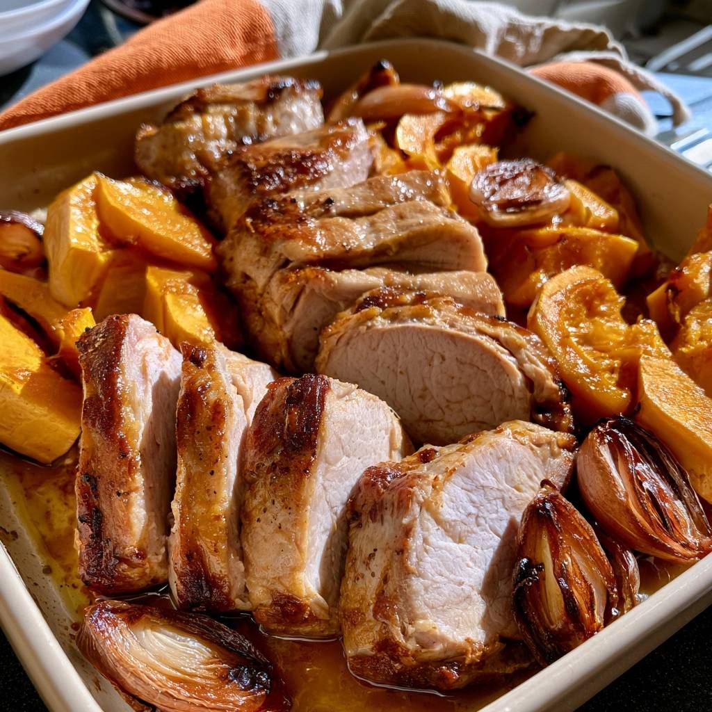 Kalbsbraten mit Kürbis und Schalotten