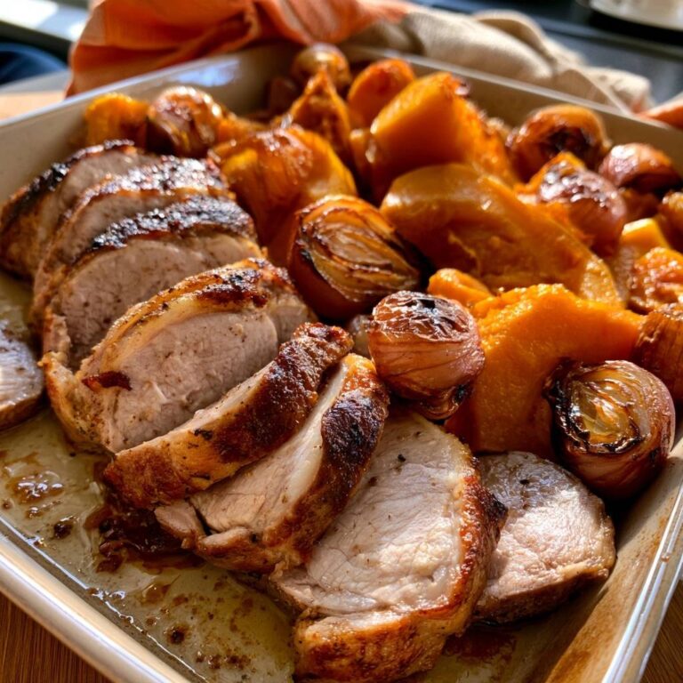 Kalbsbraten mit Kürbis und Schalotten