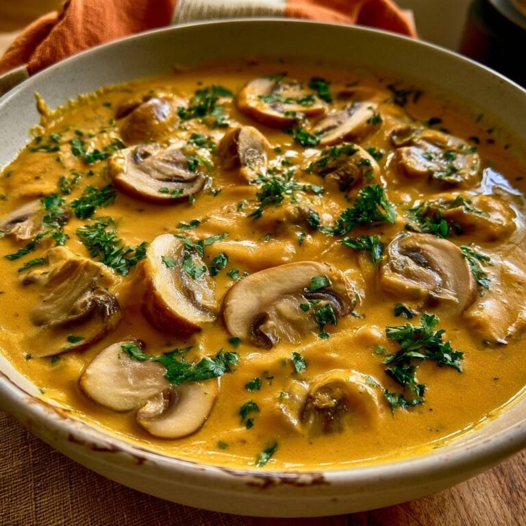Kürbis-Champignon-Cremesuppe mit Petersilie