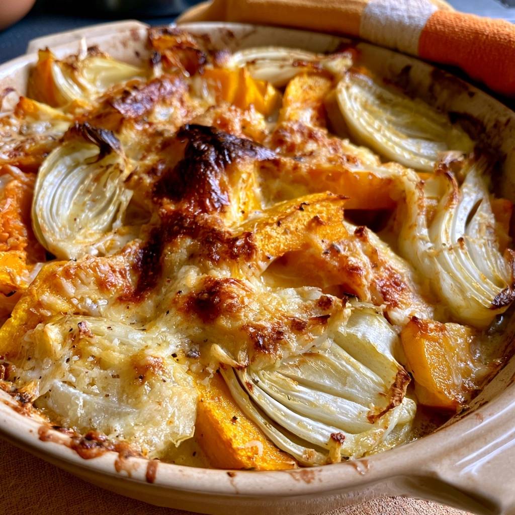 Kürbis-Fenchel-Gratin mit Parmesan