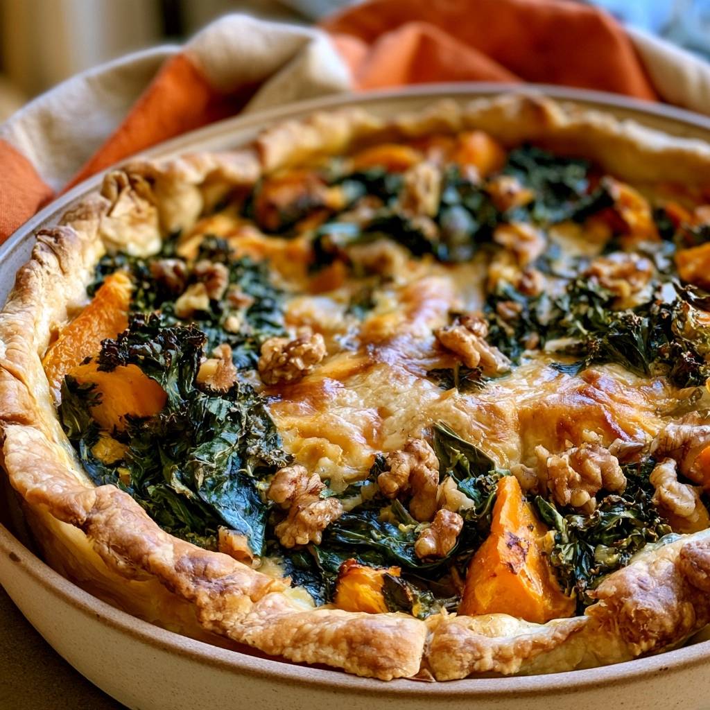 Kürbis-Grünkohl-Tarte mit Walnüssen