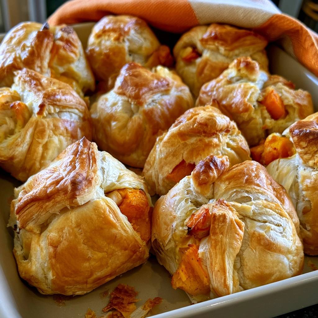 Kürbis-Hähnchen-Taschen aus Blätterteig