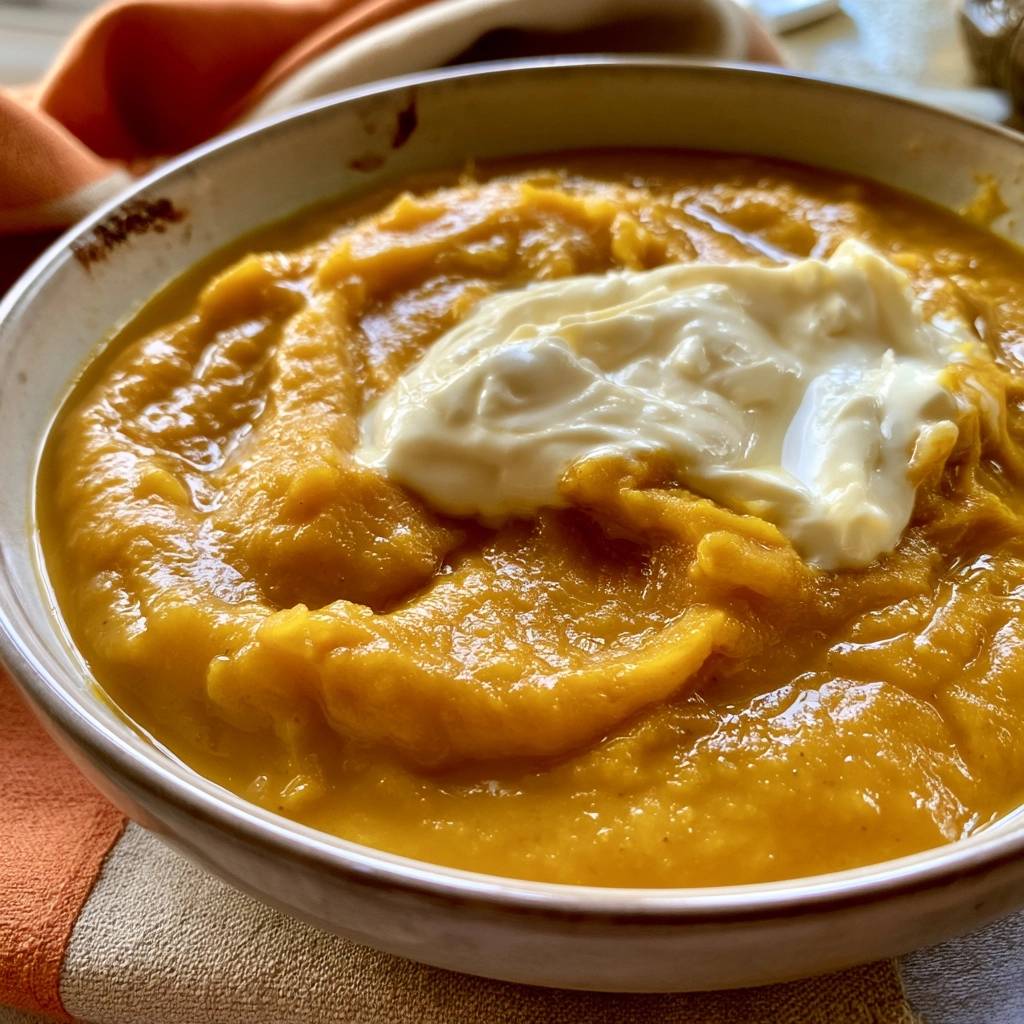 Kürbis-Kartoffel-Suppe mit Schmand