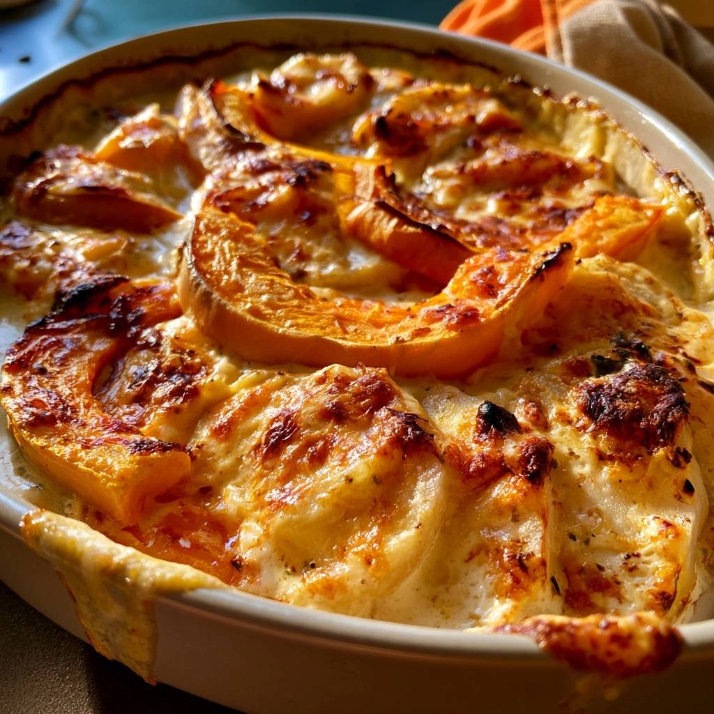 Kürbis-Kohlrabi-Gratin