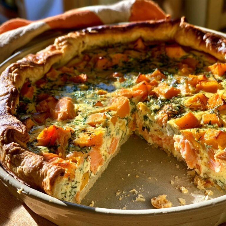 Kürbis-Lachs-Quiche mit Dill