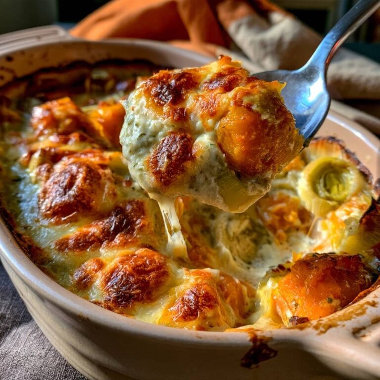 Kürbis-Lauch-Gratin mit Käsekruste