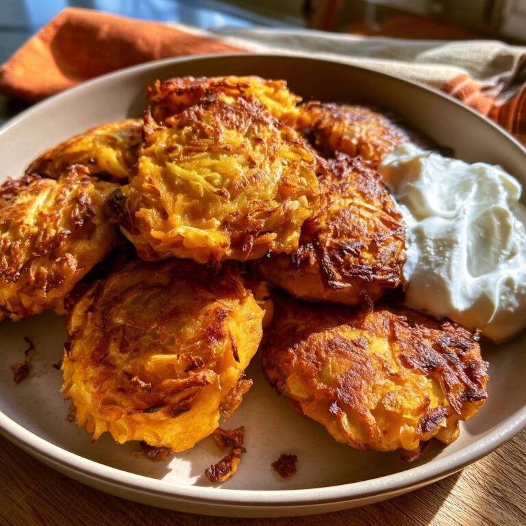 Kürbis-Lauch-Puffer mit saurer Sahne