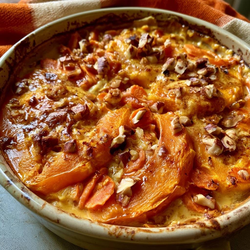 Kürbis-Möhren-Gratin mit Haselnüssen