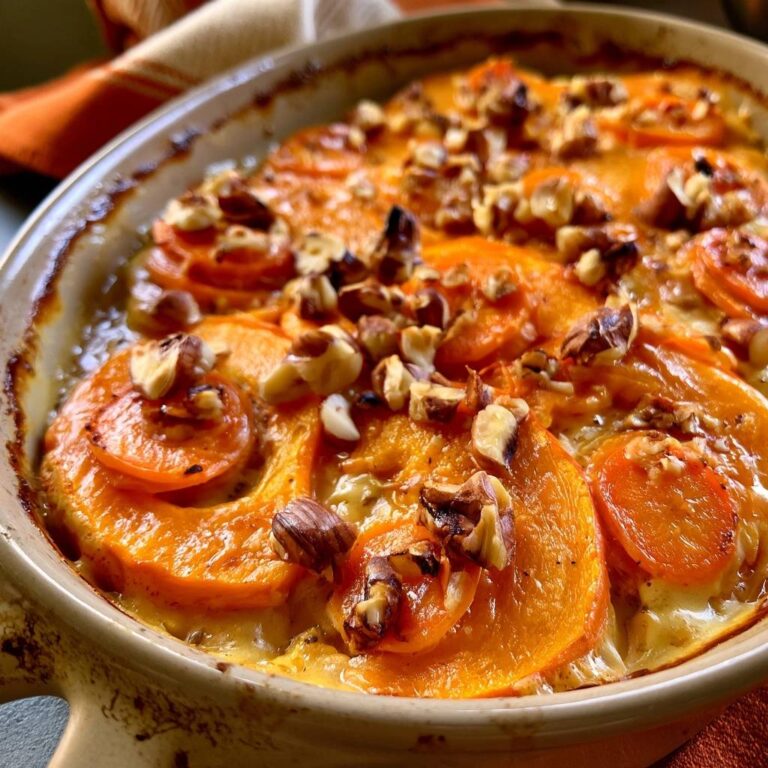 Kürbis-Möhren-Gratin mit Haselnüssen