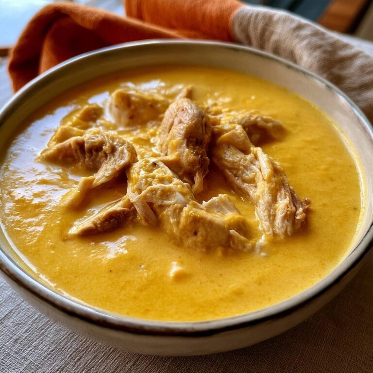 Kürbis-Rahmsuppe mit Hähnchenstreifen