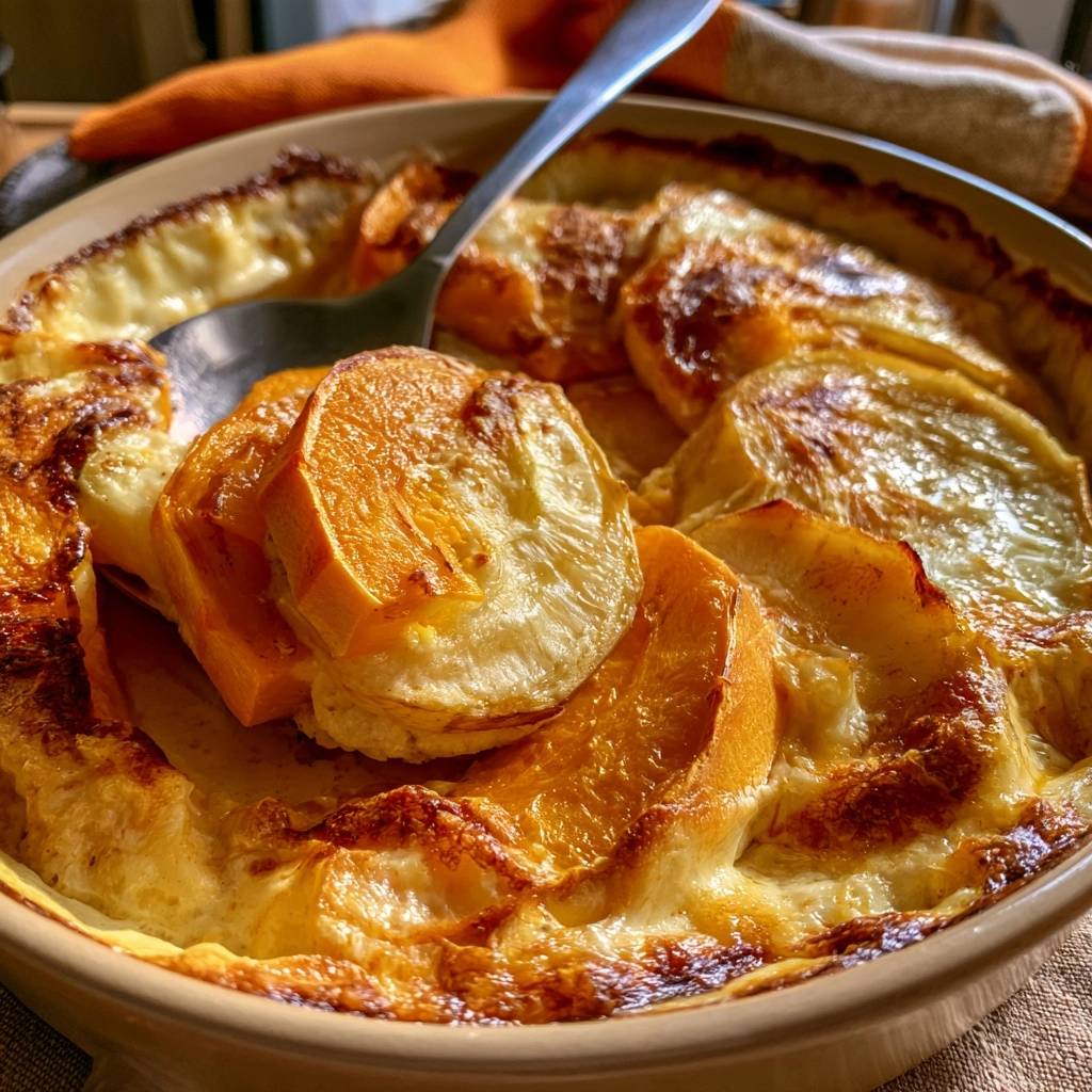 Kürbis-Sellerie-Gratin mit Bergkäse