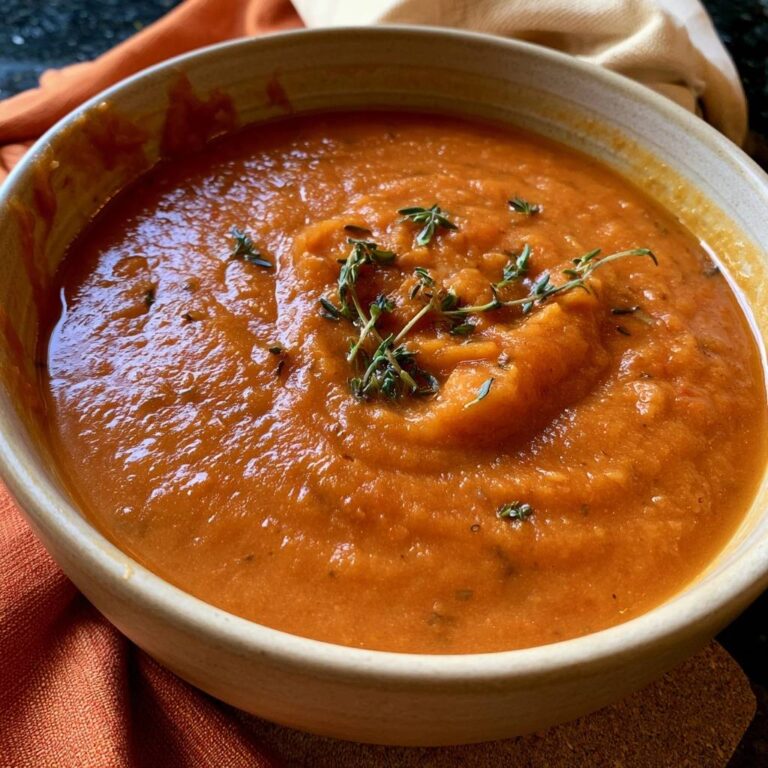 Kürbis-Tomaten-Suppe mit Thymian