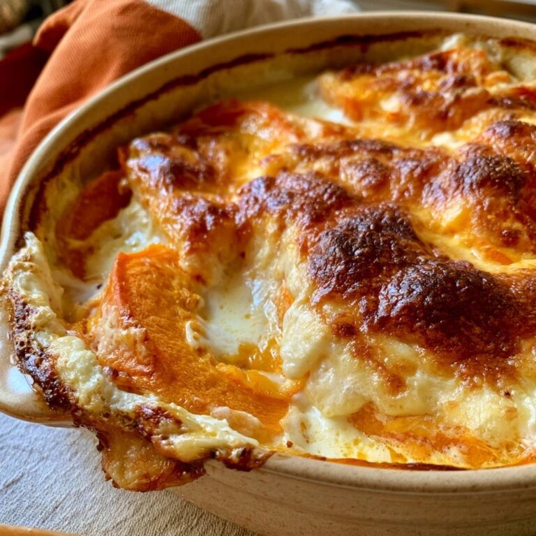 Kürbisgratin mit Sahne und Bergkäse
