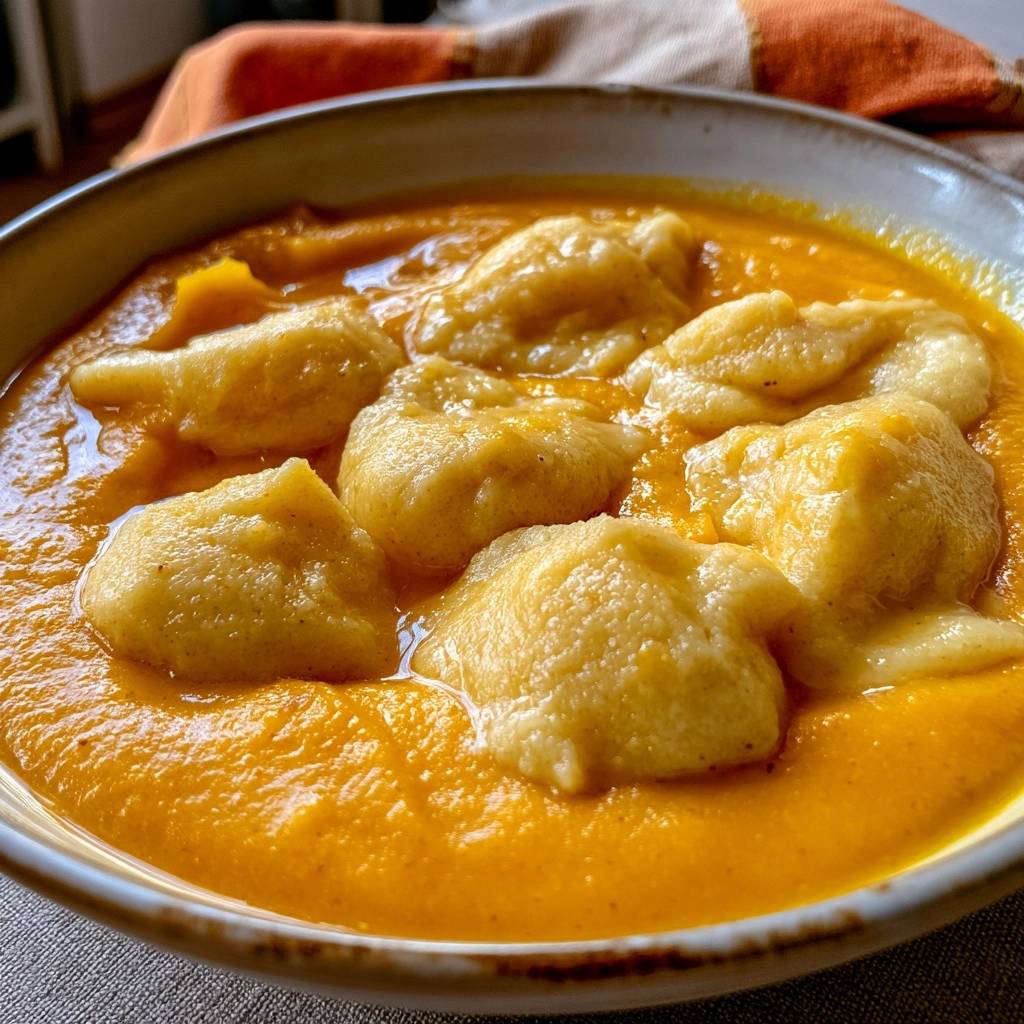 Kürbissuppe mit Grießklößchen