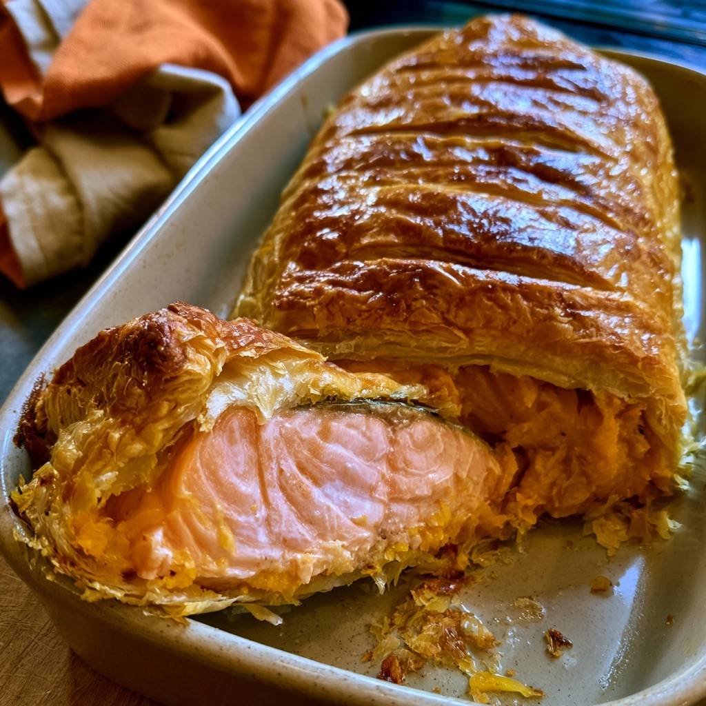 Lachs im Blätterteig mit Kürbis
