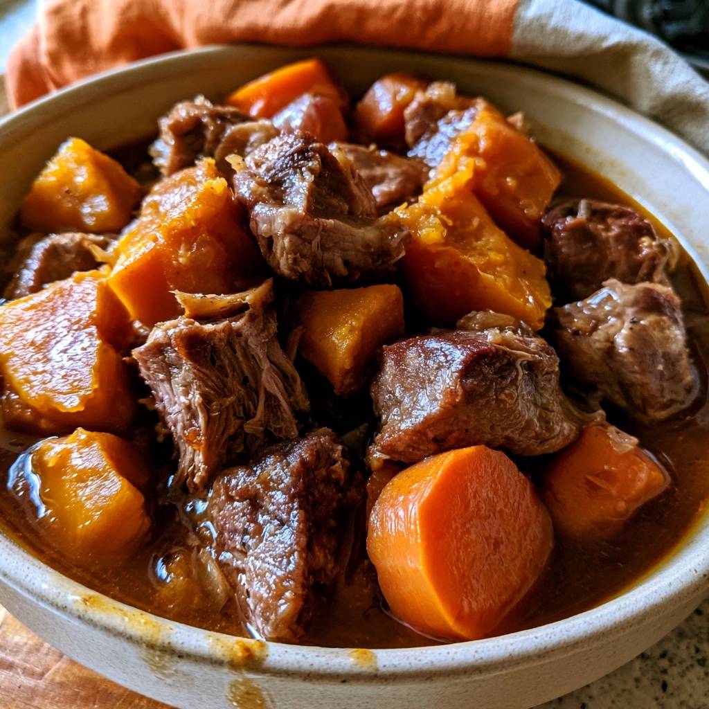 Lammeintopf mit Kürbis und Möhren