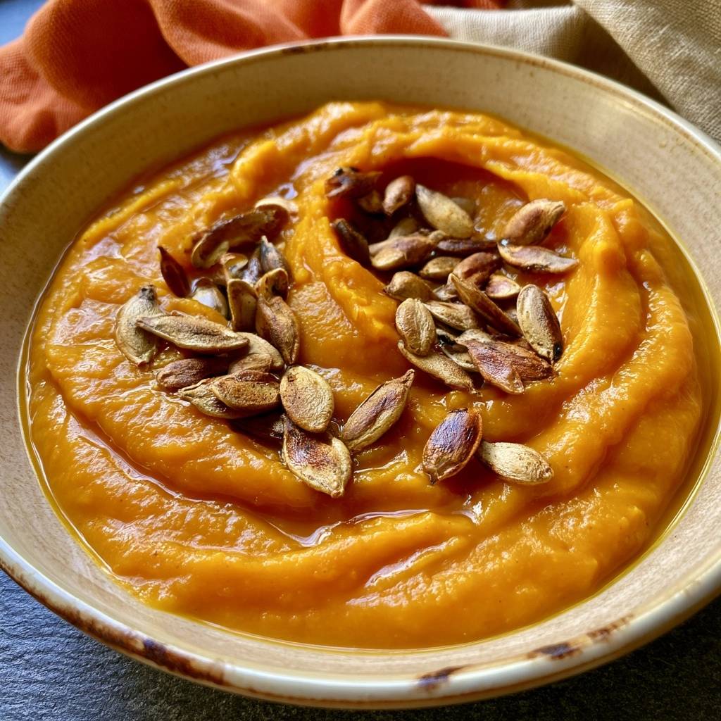 Muskatkürbissuppe mit gerösteten Kürbiskernen