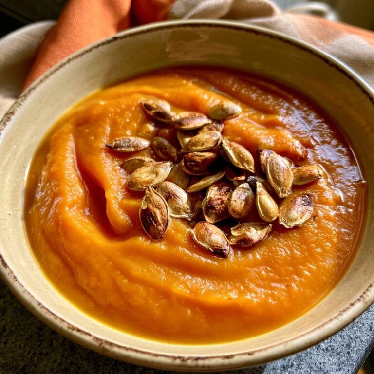 Muskatkürbissuppe mit gerösteten Kürbiskernen
