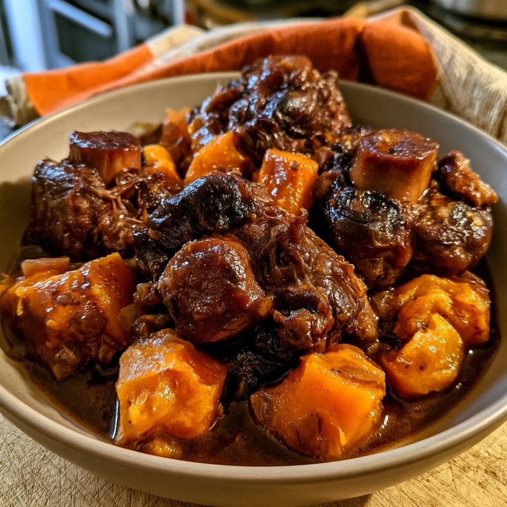 Ochsenschwanzragout mit Kürbis