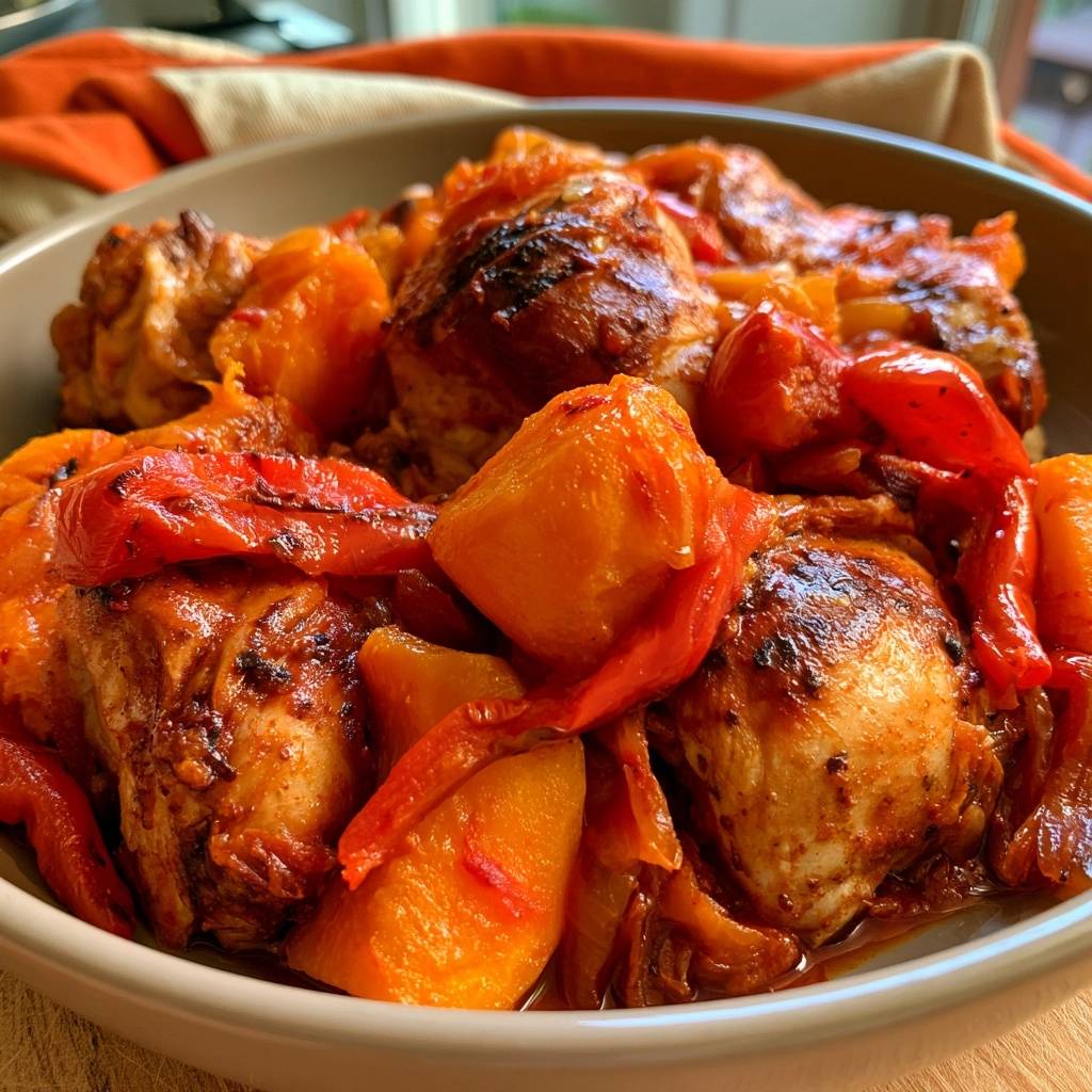 Paprikahähnchen mit Kürbis