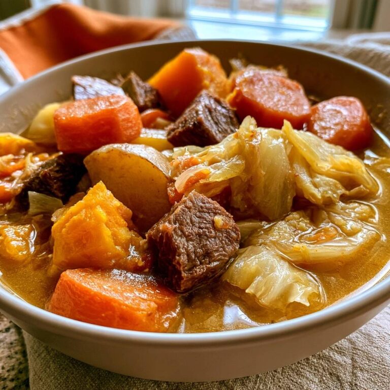 Pichelsteiner Eintopf mit Kürbis und Rindfleisch