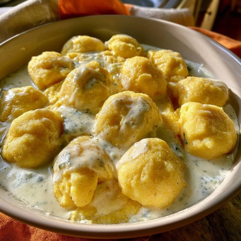 Polentaknödel mit Gorgonzolasoße