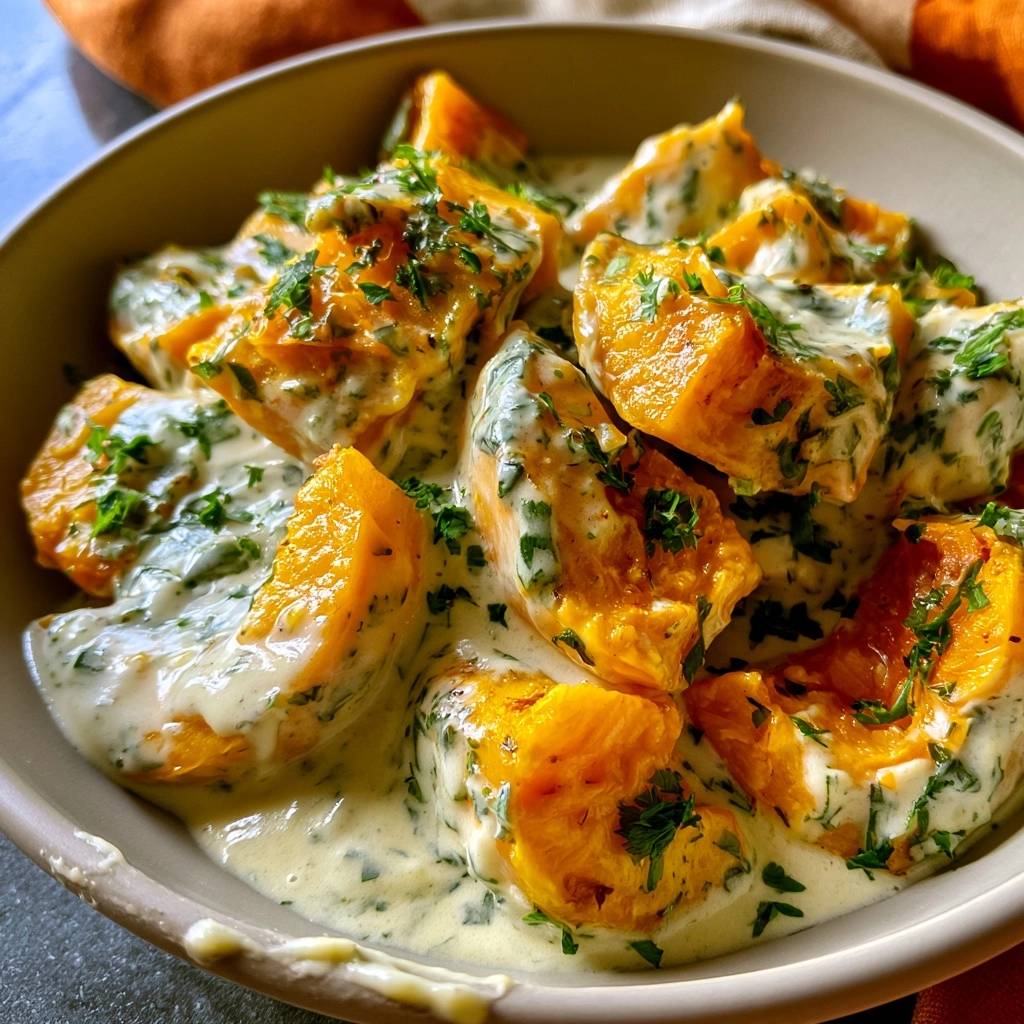Rahmkürbis mit Petersilie
