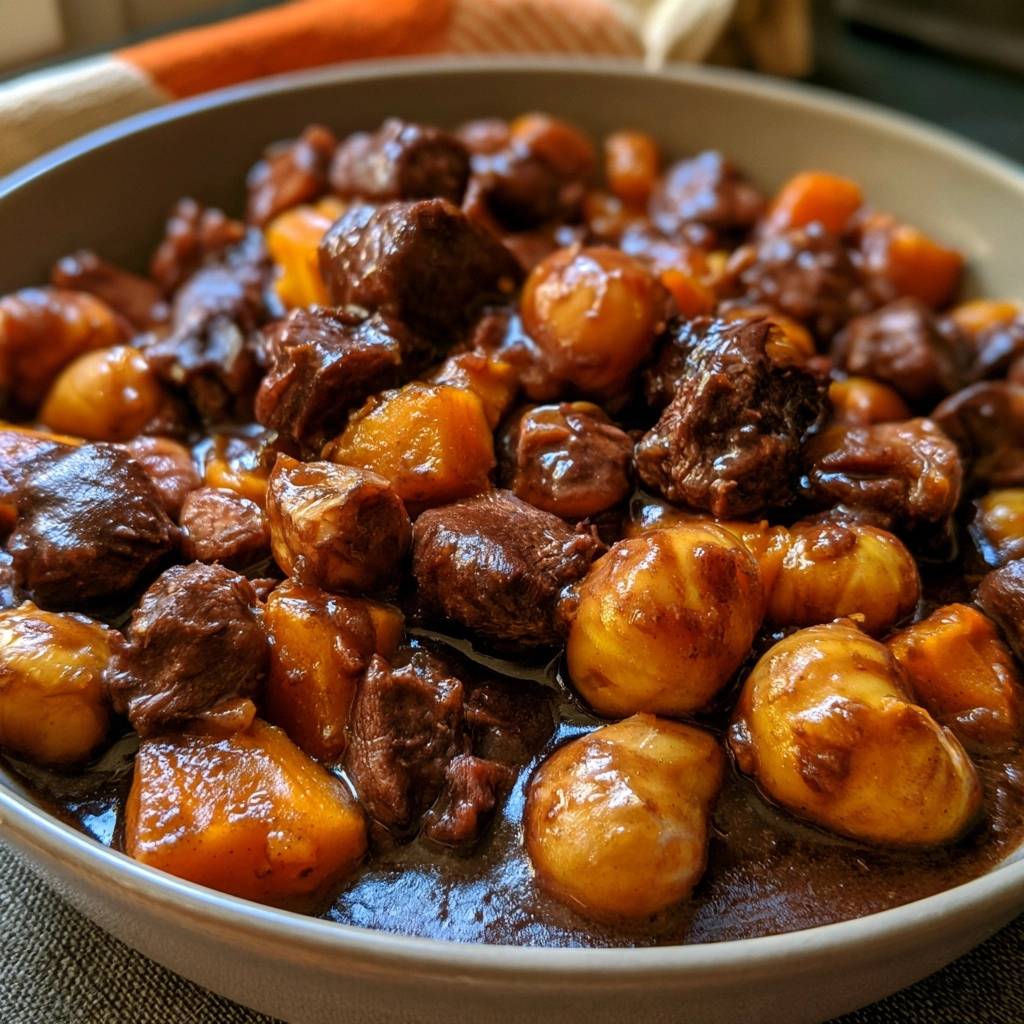Rehragout mit Kürbis und Maronen