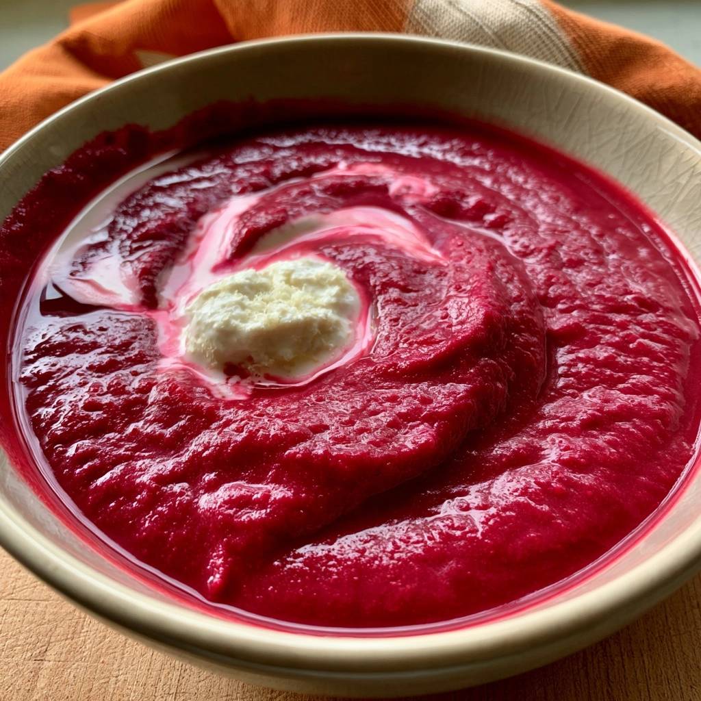 Rote-Bete-Cremesuppe mit Kürbis und Meerrettich