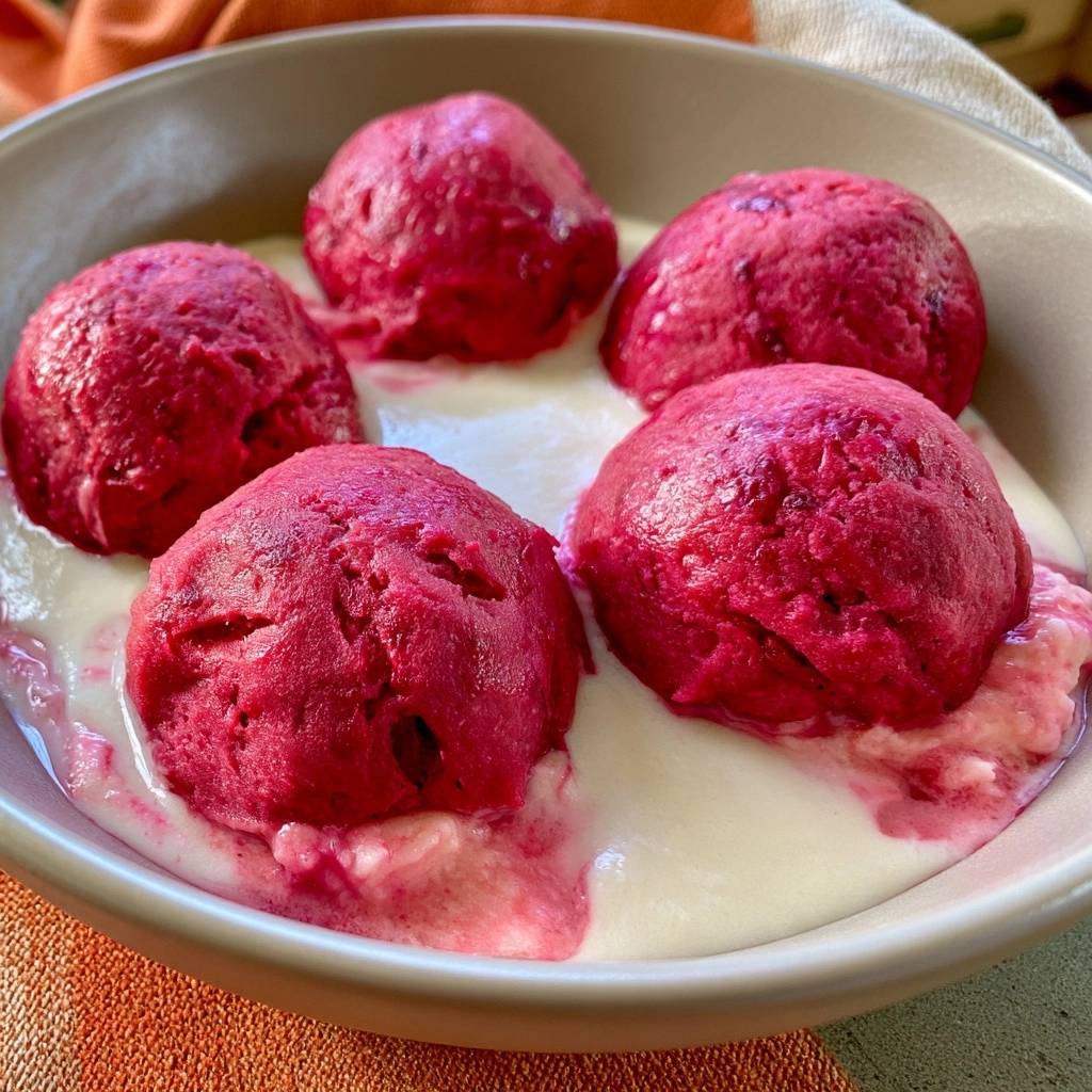 Rote-Bete-Knödel mit Meerrettichsoße
