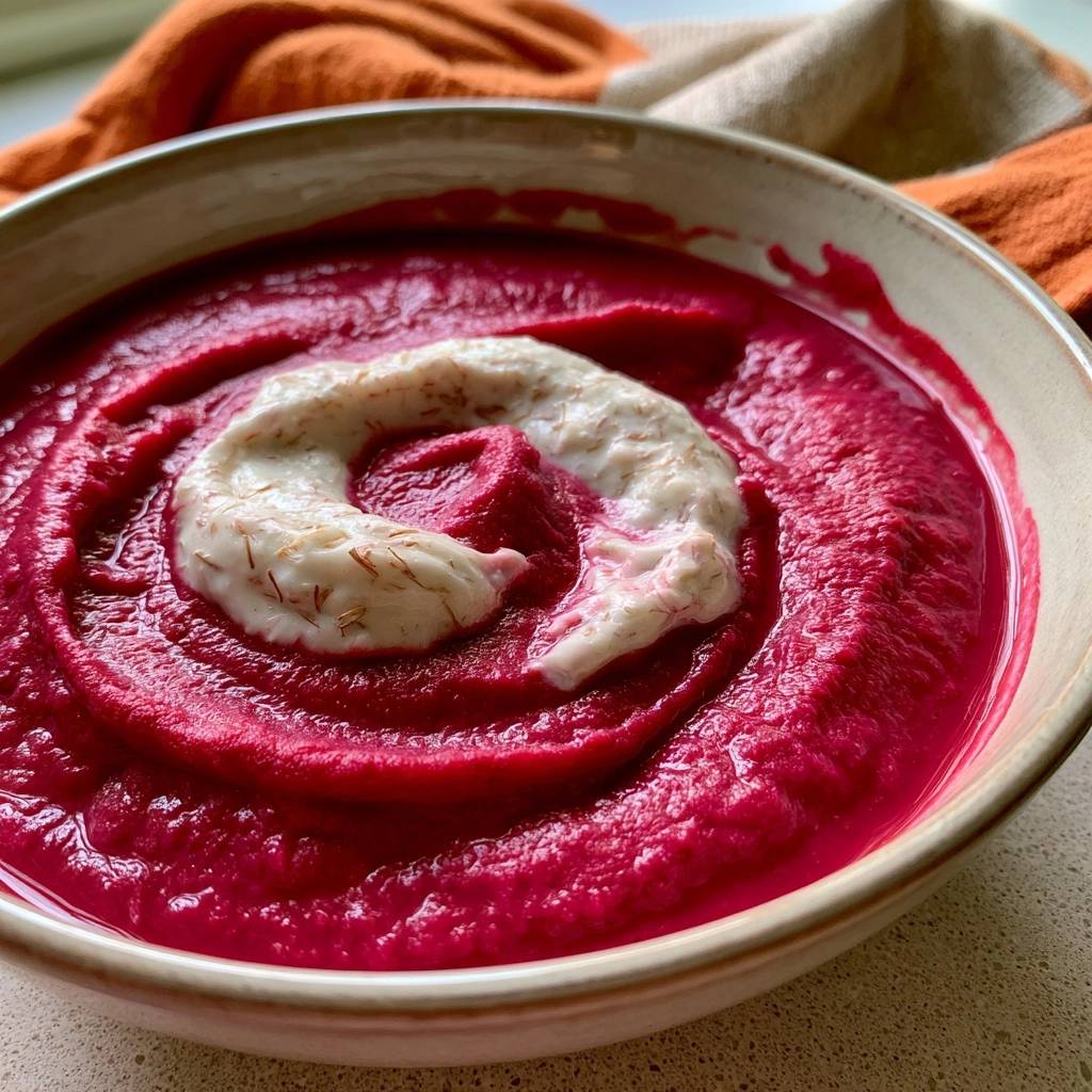 Rote-Bete-Kürbis-Cremesuppe mit Meerrettich