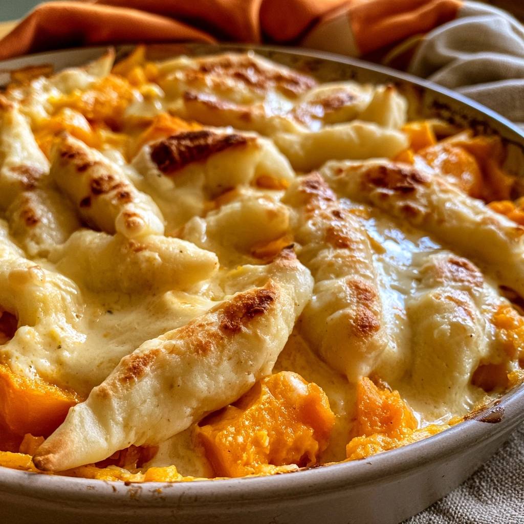 Schupfnudel-Kürbis-Auflauf mit Rahm