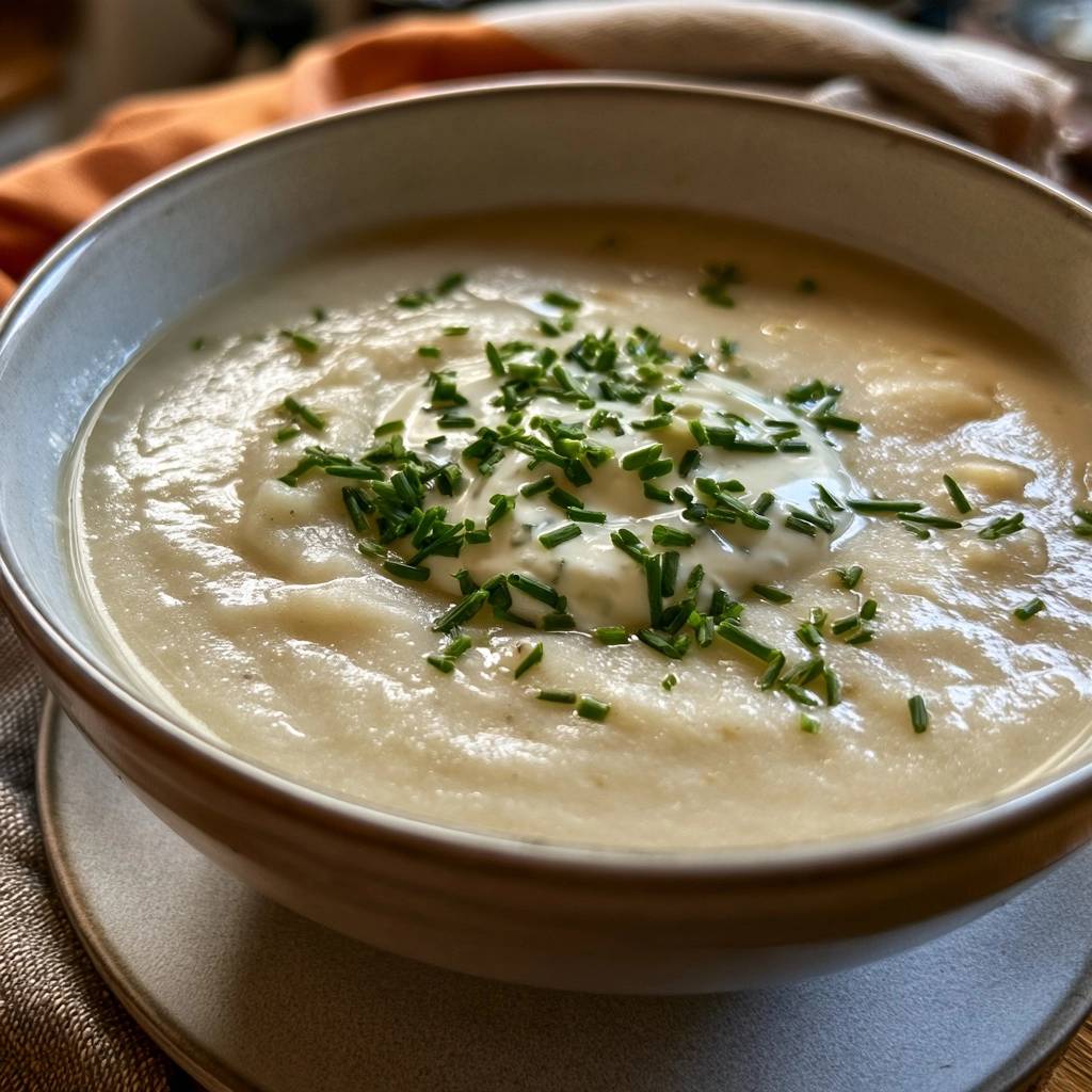 Schwarzwurzel-Kürbissuppe mit Schnittlauchsahne